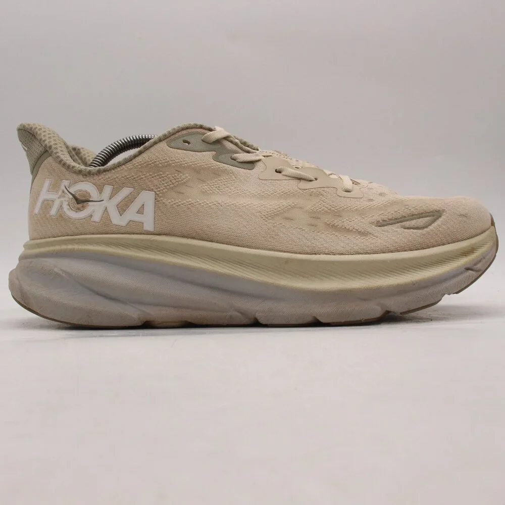 Hoka One One Clifton 9 Men's 10.5 D Shoes Beige Running Sneaker Gym 1127895 OKB